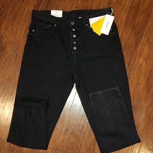 H&M vintage fit button fly black denim jean